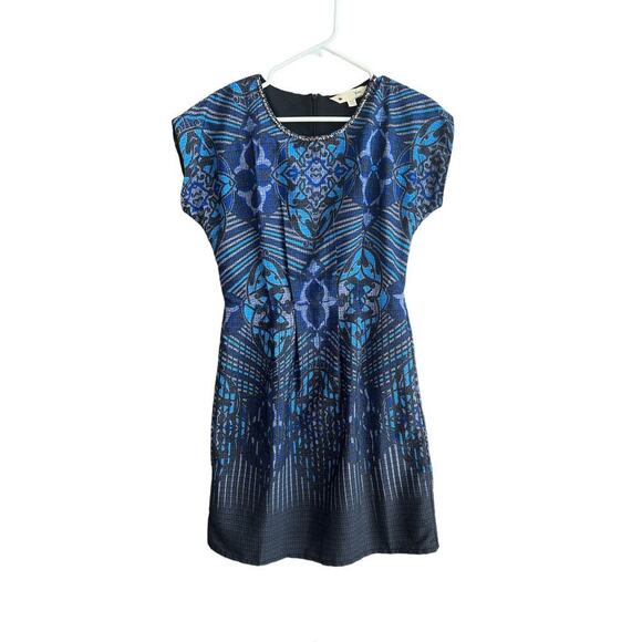 Yumi Dress Geometric Abstract Blue Dress Size 2-4 Art Deco - Picture 2 of 8